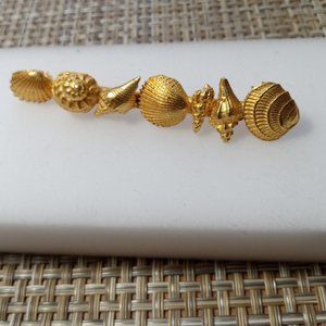 Designer MDM Maison De Mode Bar Pin Brooch Gold Shell Motif Coastal
